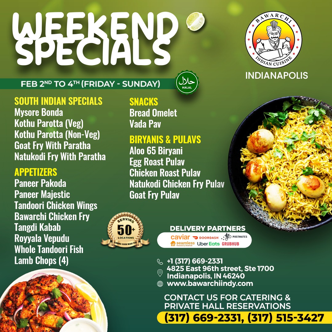 Weekend Specials for Feb 2 to 4 2024